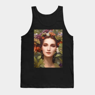 Spring Equinox Beautiful Woman Surrounded By Spring Flowers and Leaves Tank Top